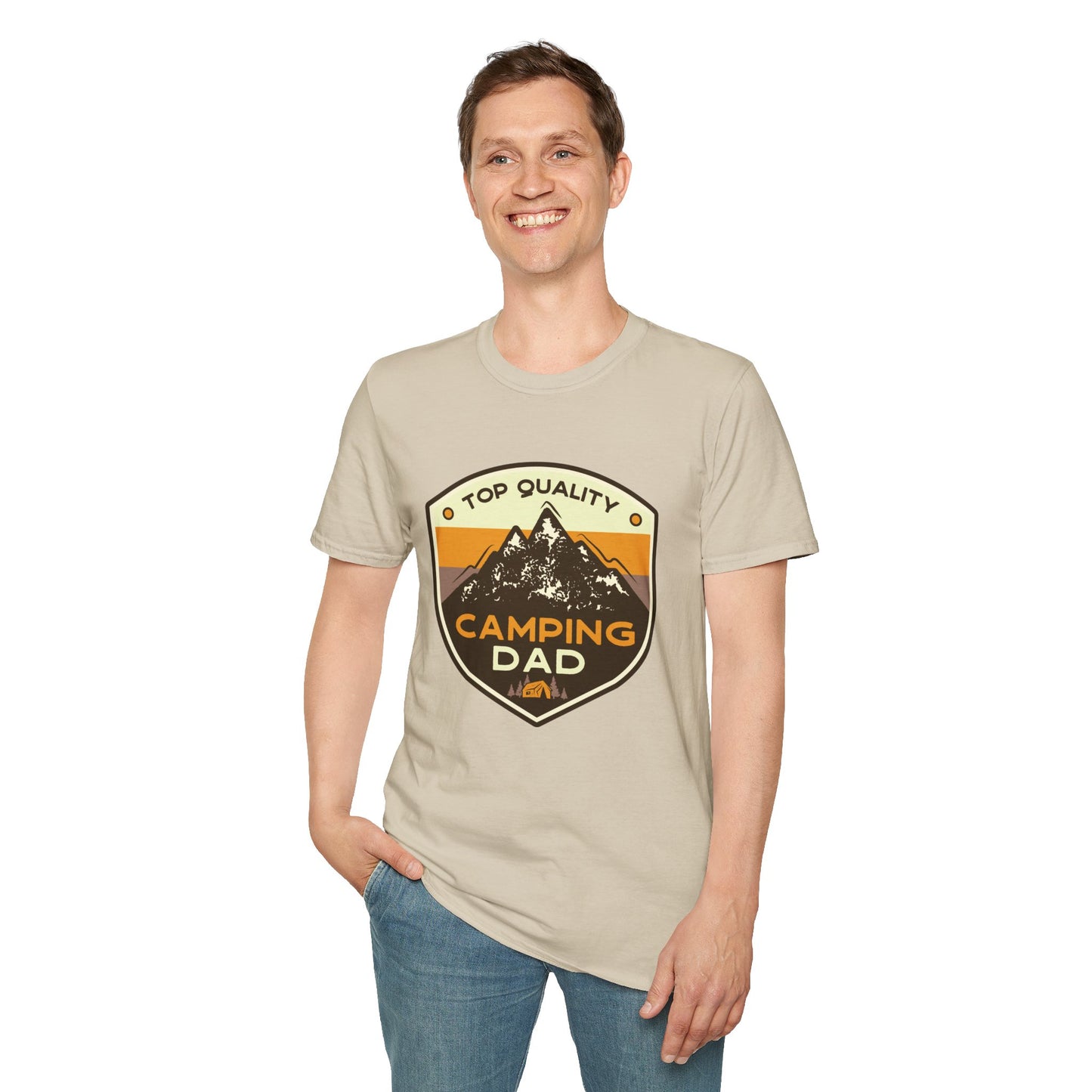 Camping Dad Unisex Softstyle T-Shirt | Perfect Gift for Dads, Outdoor Adventurers, Father's Day, Camping Trips, Family Gatherings