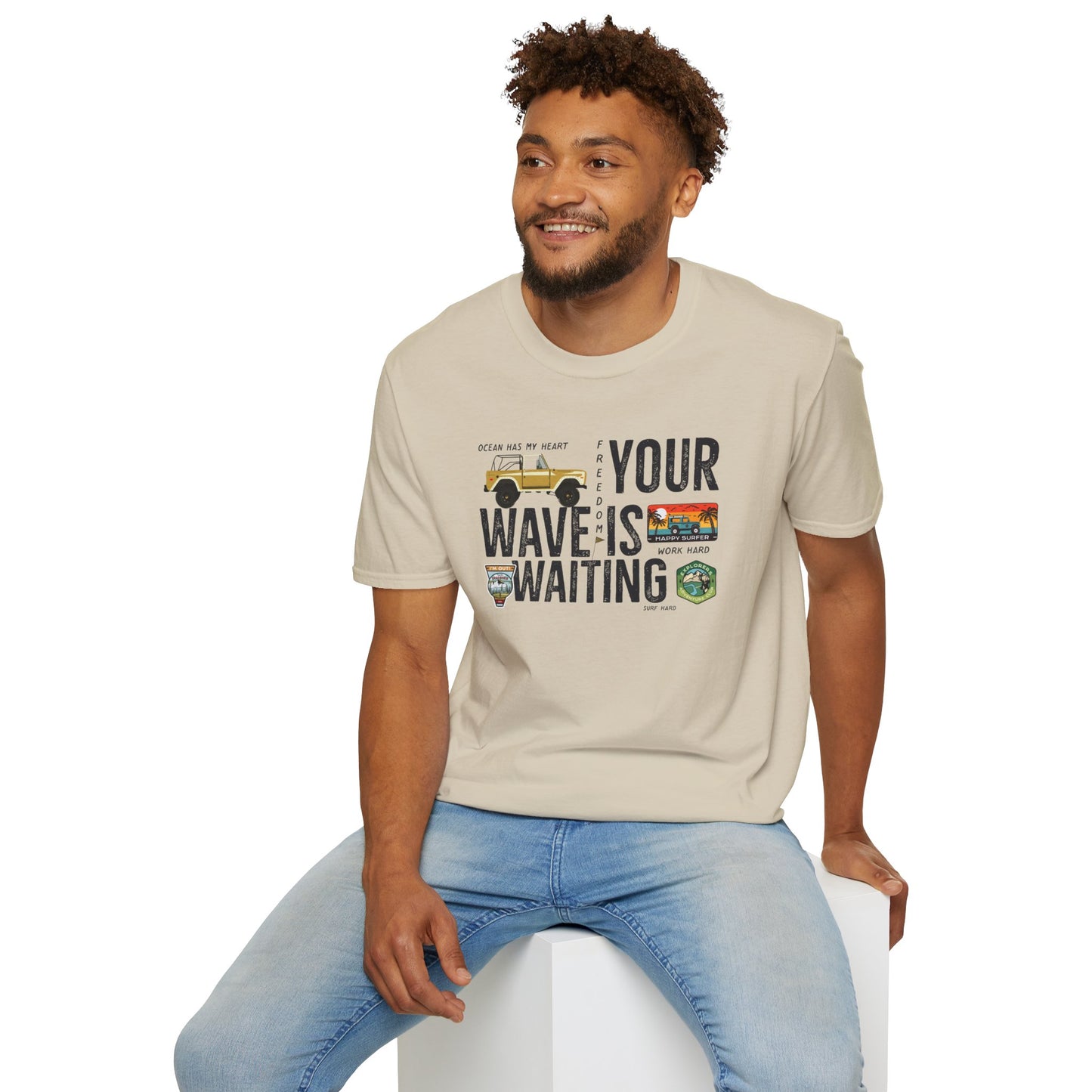 Surf-Inspired Unisex T-Shirt - Your Wave is Waiting, Beachwear, Summer Outfit, Vacation Essentials, Surfing Gift